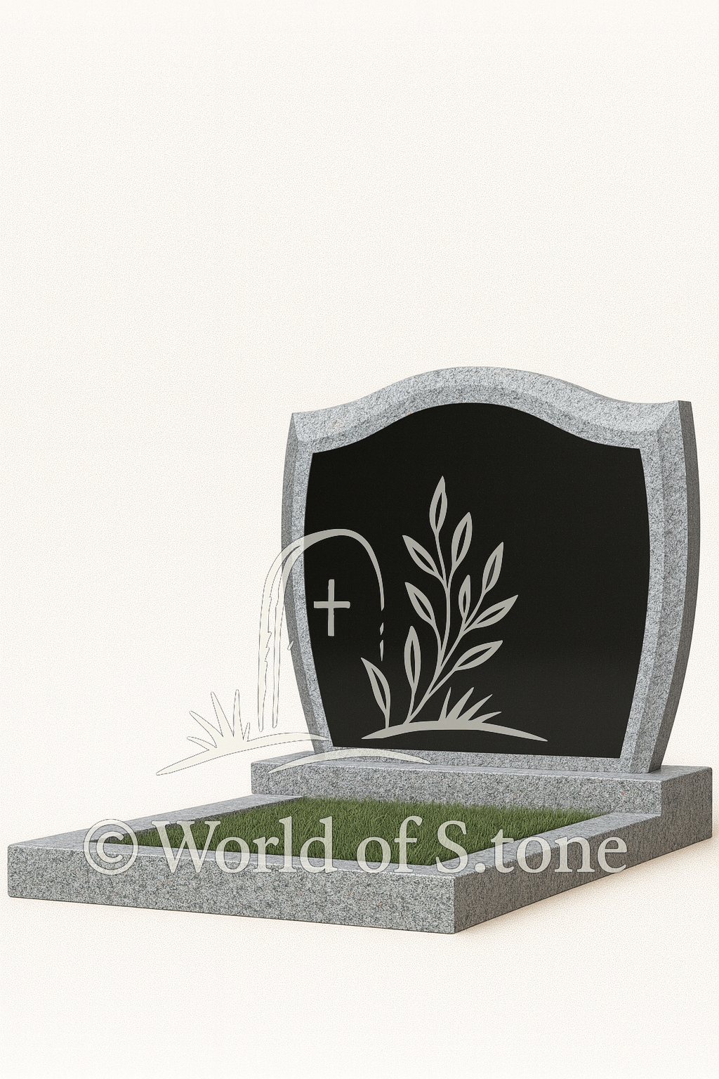 комбинированный гранитный памятник с крестом