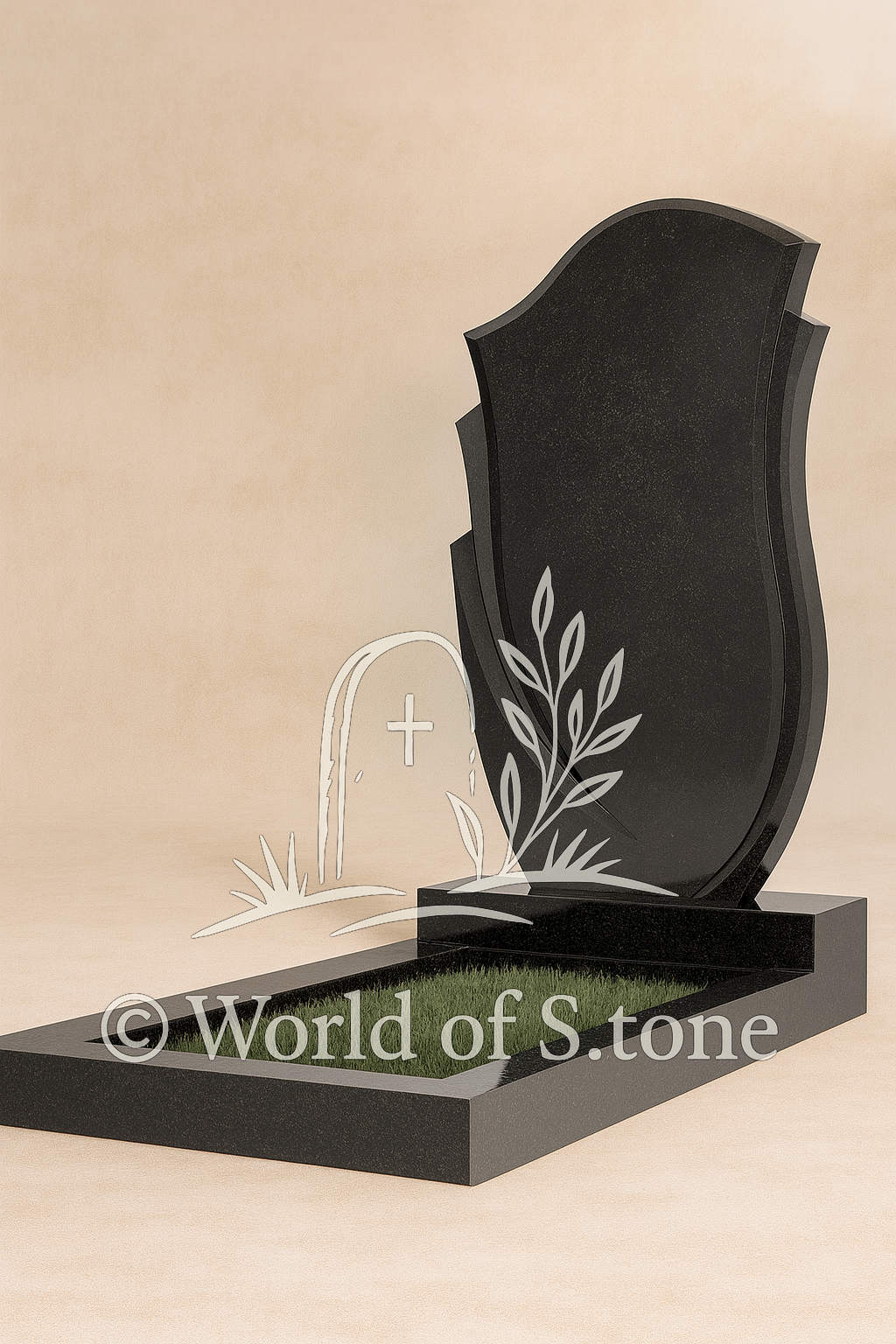 памятник из черного гранита с крестом